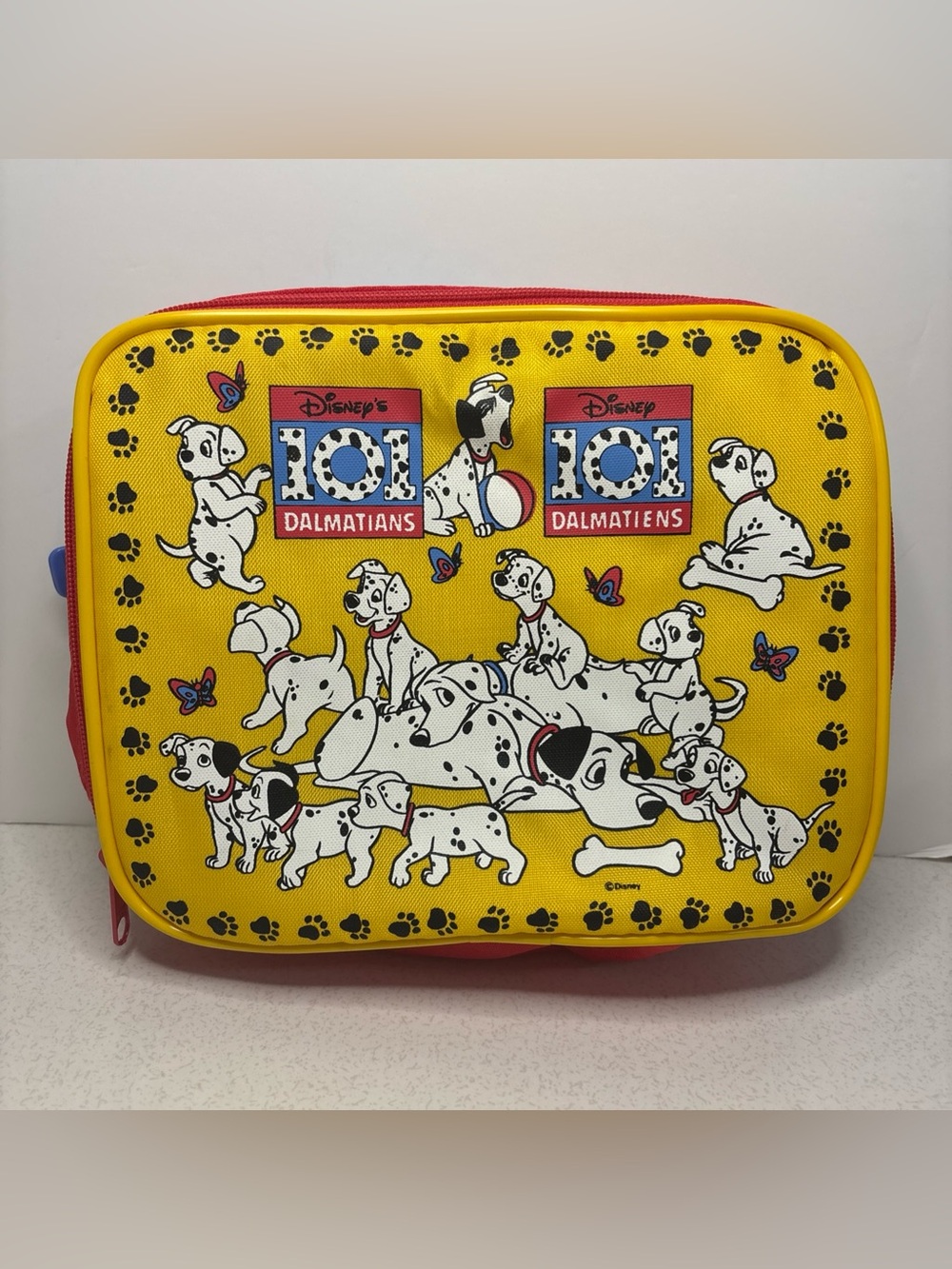 Vintage 90s Disney 101 Dalmatians Lunch Box Bag Yellow Rare w/ Strap